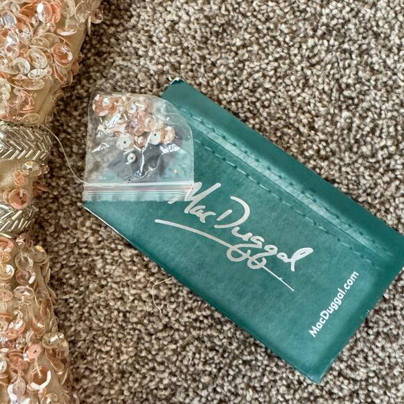 Mac Duggal NWT Size 6 Nude High Neck Embellished Belt Dress Wedding 10509 $298 - Picture 8 of 16